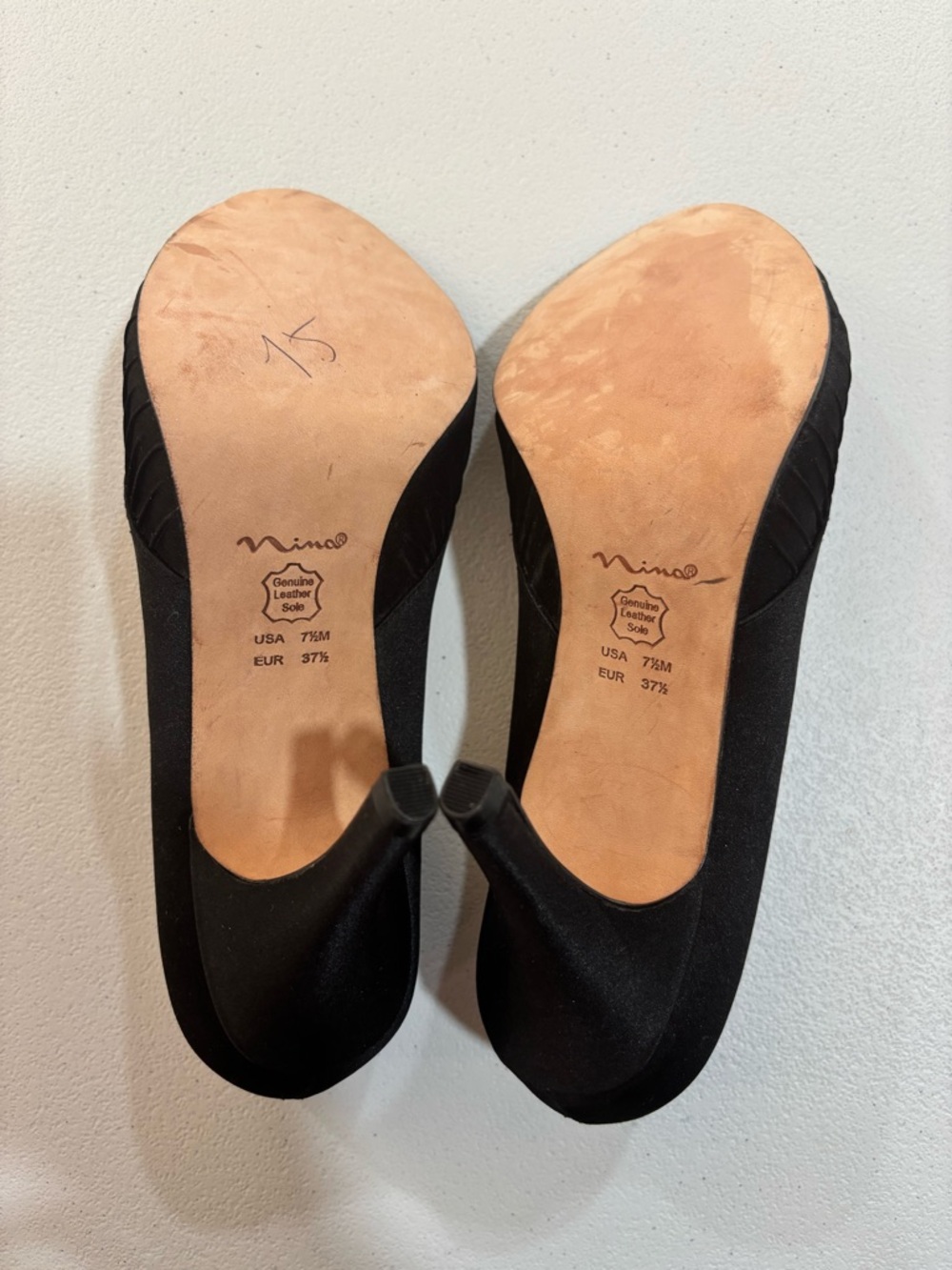 Nina Black Pleated Peep-Toe Heels - Picture 3 of 3